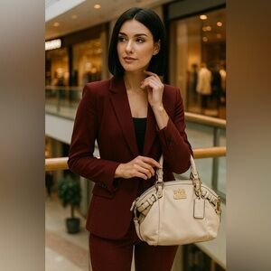 Coach Cream Satchel with Gold Hardware